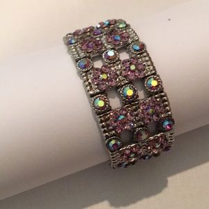 Glittery Bracelet with Pink and Rhinestones.